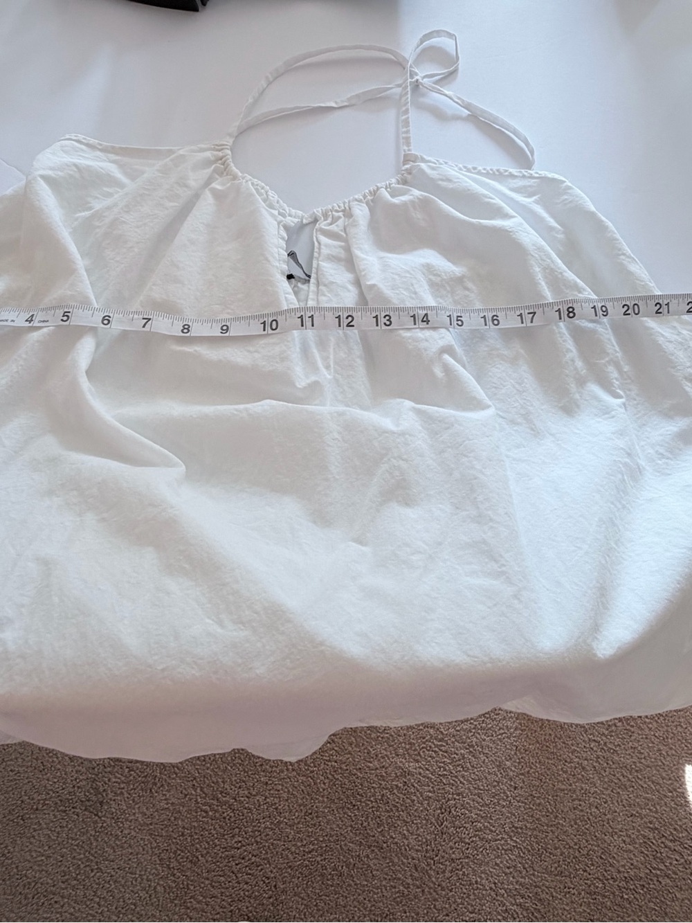 Zara White Cotton Eyelet Embroidery Halter Maxi Dress Large - Picture 11 of 11